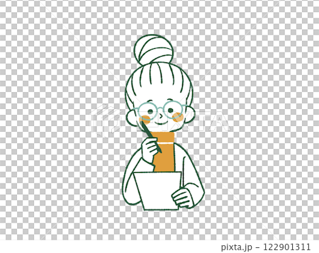 拿著文件和筆的女人-4 種顏色 122901311