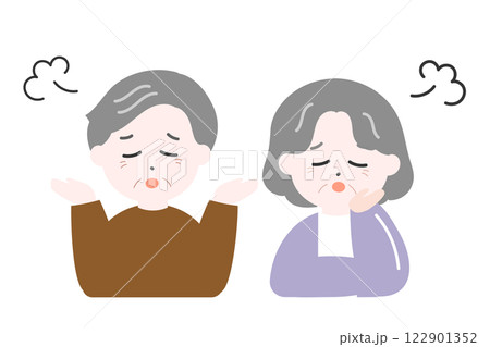 ため息をつく高齢の男女 夫婦 老後の悩み ため息をつく高齢の男女 夫婦 老後の悩み 122901352