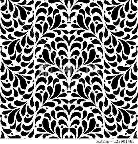 Flower geometric pattern. Seamless vector background. White and black ornament. Ornament for fabric, wallpaper, packaging. Decorative print. 122901463