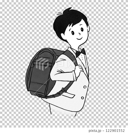 Elementary school boy carrying a school bag 122901552
