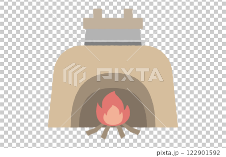 Vector illustration of a stove Simple Cute Handwritten Retro Kamado Cooking rice Vector illustration of a stove Simple Cute Handwritten Retro Kamado Cooking rice 122901592