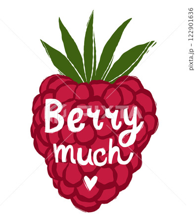 Vector lettering inscribed in a raspberry Berry much 122901636