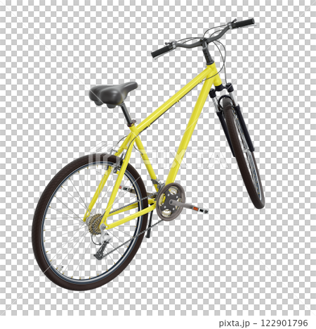 Yellow bicycle standing on kickstand Yellow bicycle standing on kickstand 122901796