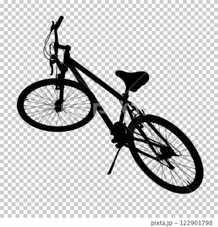 Black silhouette of bicycle standing on kickstand Black silhouette of bicycle standing on kickstand 122901798