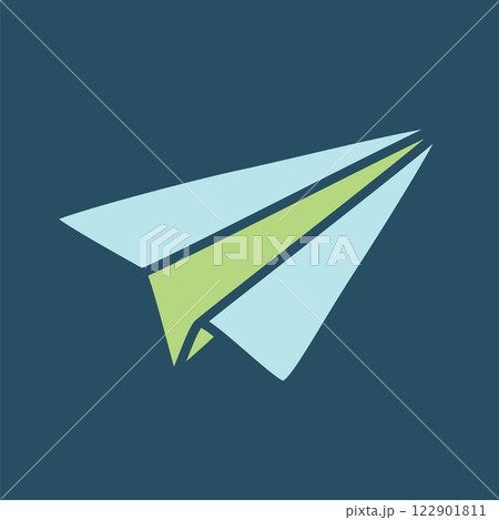 Doodle Paper Airplane icon hand drawn with thin line and colorful blob 122901811