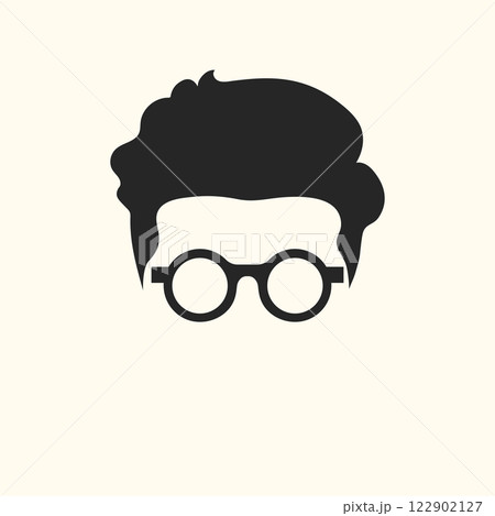 Man wearing eyeglasses abstract minimalist vector icon. Haircut and glasses. Faceless portrait of a male face in eyeglasses 122902127