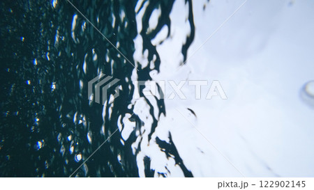 Underwater light reflections creating abstract patterns on surface 122902145