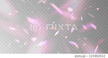 Light effect and zigzag ribbon falling from above on a beam of light, tinsel vector 122902612