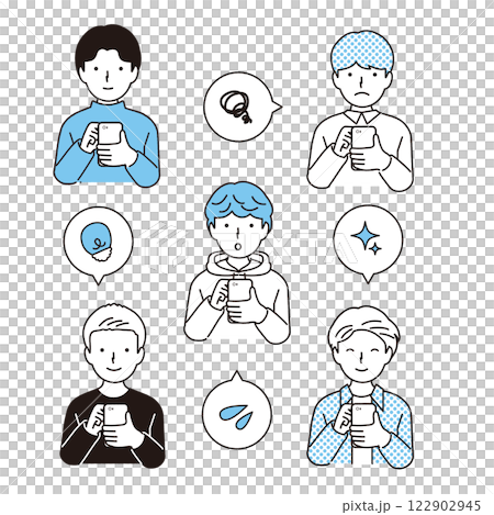 Illustration set of a man using a smartphone 122902945