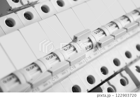Automatic circuit breakers, isolated on a white background Automatic circuit breakers, isolated on a white background 122903720