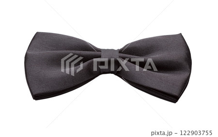 Black satin bow tie, formal dress code necktie accessory 122903755