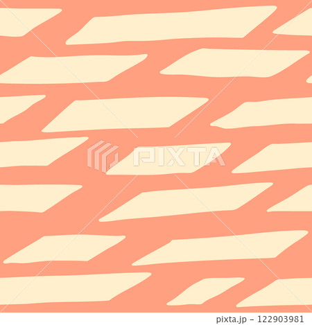 Abstract geometric seamless pattern vector illustration. Hand drawn light beige irregular shapes on warm peach background. Modern simple repeat tile design. Decorative backdrop texture for textile 122903981