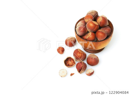 Hazelnut on a white background 122904084