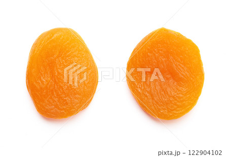 Dried apricots on a white 122904102