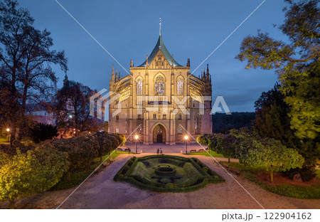 Kutna Hora, Czechia.  St. Barbara's Church at dusk 122904162