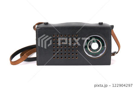 Vintage radio reciever on white Vintage radio reciever on white 122904297