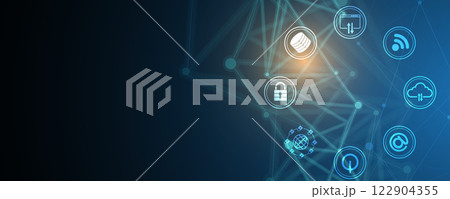 Neural network and artificial intelligence abstract background 122904355