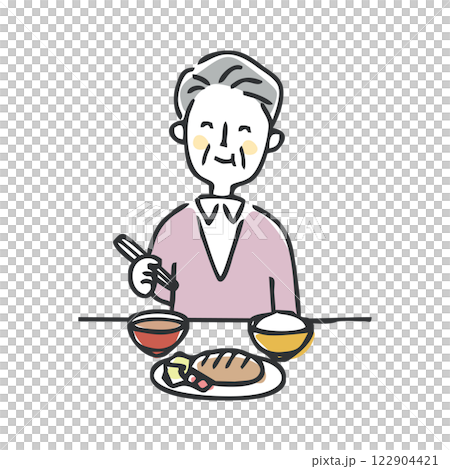 食事をするシニア男性 122904421