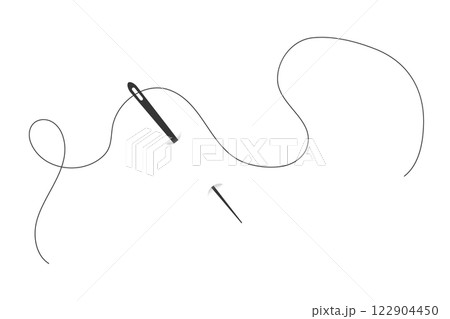 Needle with thread doodle simple icon, line...のイラスト素材 [122904450] - PIXTA