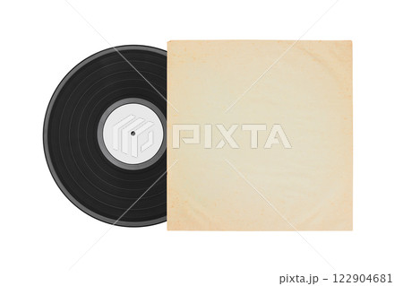 Vinyl record in white paper case. Vinyl envelope. Analog sound. Classic audio. Isolated on white Vinyl record in white paper case. Vinyl envelope. Analog sound. Classic audio. Isolated on white 122904681