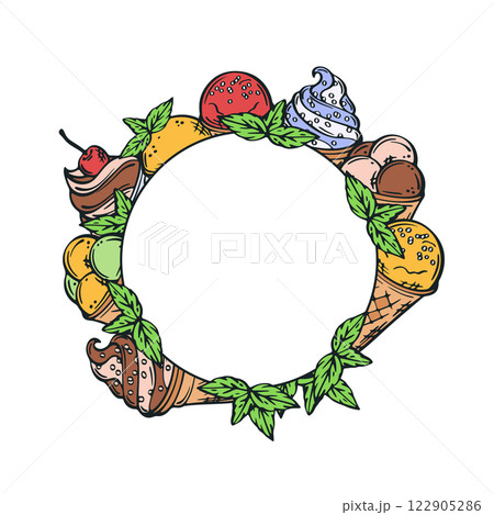 Ice cream colorful frame vector illustration. 122905286