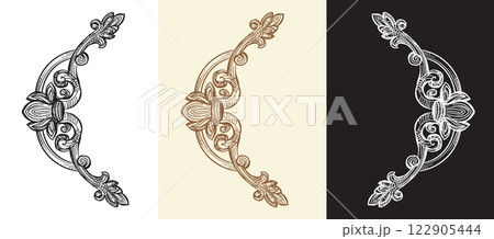 Hand drawing baroque design elements illustration set Hand drawing baroque design elements illustration set 122905444