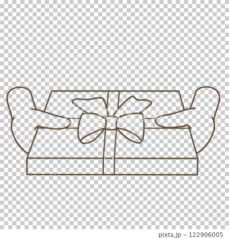 Hands handing over a gift wrapped in ribbon 122906005