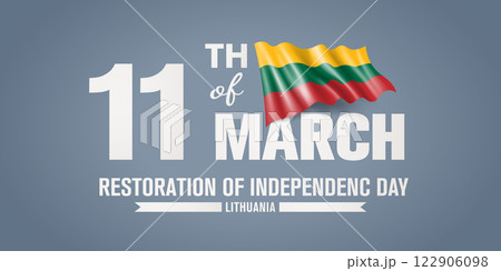 Lithuania happy restoration of independence day greeting card, banner with template text vector illustration 122906098