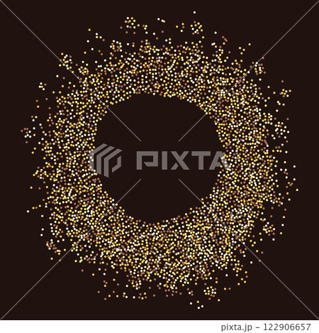Round frame of golden glitter dots 122906657