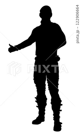 Silhouette of a male mercenary 122906664