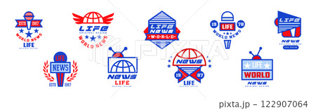 World Life News Logo Design and Emblem Template Vector Set 122907064