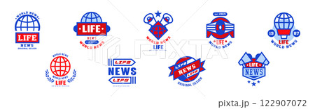 World Life News Logo Design and Emblem Template Vector Set 122907072