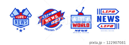 World Life News Logo Design and Emblem Template Vector Set 122907081