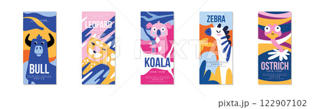 Bird and Animal Poster Original Design Vector Template Set 122907102