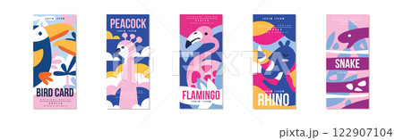 Bird and Animal Poster Original Design Vector Template Set Bird and Animal Poster Original Design Vector Template Set 122907104