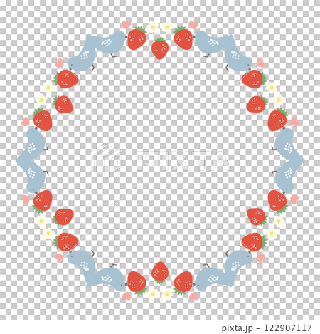 鳥兒吃草莓的可愛圓框 122907117