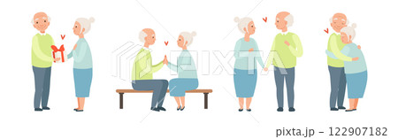 Elderly Couples in Love with Senior Man and Woman Romantic Loving Relations Vector Set Elderly Couples in Love with Senior Man and Woman Romantic Loving Relations Vector Set 122907182