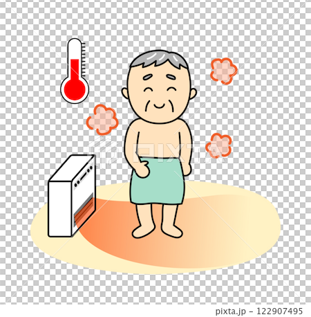 在暖氣更衣室裡微笑的老人 在暖氣更衣室裡微笑的老人 122907495