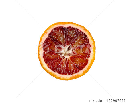 Red blood orange slice, isolated, clipping path Red blood orange slice, isolated, clipping path 122907631