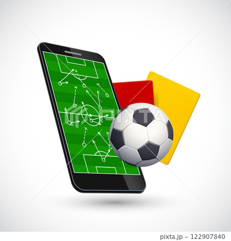 Football game tactics on smartphone screen 122907840