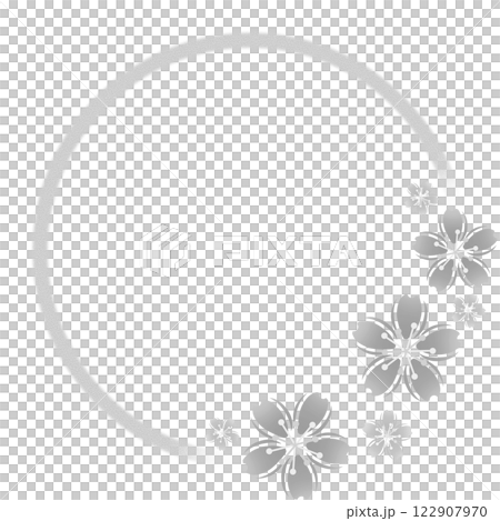 灰色櫻花和圓形框架 122907970