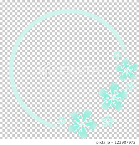 淡藍色的櫻花和圓形框架 122907972