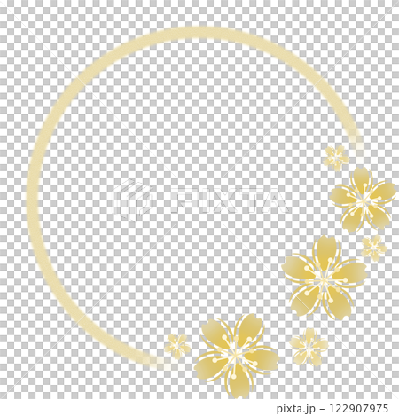 黃色櫻花和圓形框架 黃色櫻花和圓形框架 122907975