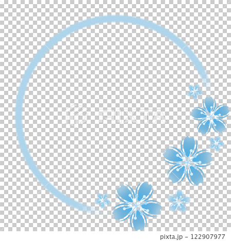 藍色櫻花和圓形框架 藍色櫻花和圓形框架 122907977