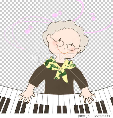一位老人彈鋼琴的插圖 122908434