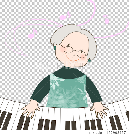 シニアがピアノを弾いているイラスト 122908437