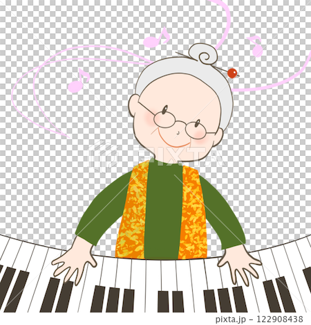 一位老人彈鋼琴的插圖 一位老人彈鋼琴的插圖 122908438