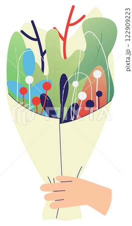 International Women's Day illustration. Colorful bouquet of flowers sticker 122909223