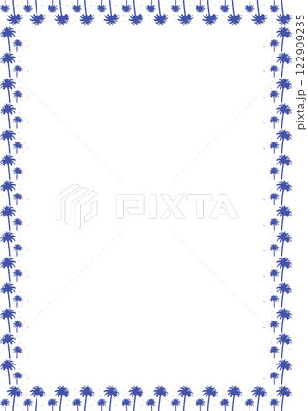 Frame of palm. Blue desert palm oasis on white background border with empty space for your text Frame of palm. Blue desert palm oasis on white background border with empty space for your text 122909235