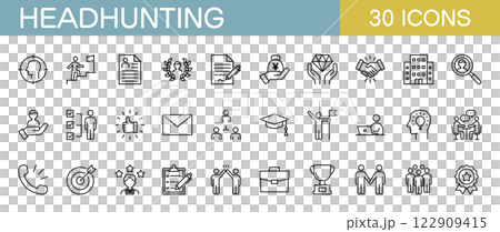 ヘッドハンティングや人材募集、採用に関するアイコンセット 122909415